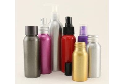 A picture of different coloured aluminium bottles