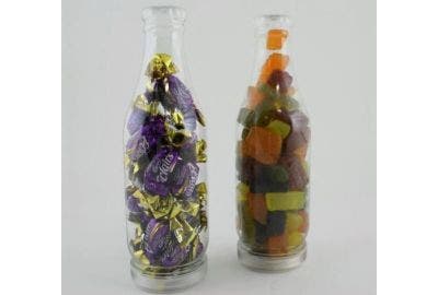 A picture of two jottles which are bottle shaped jars