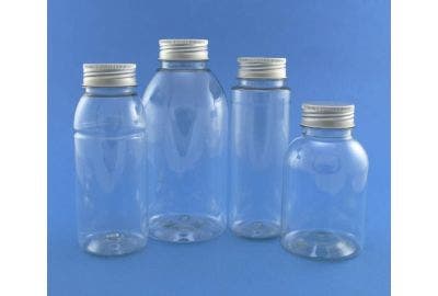 A picture of 4 empty bottles with aluminium closures